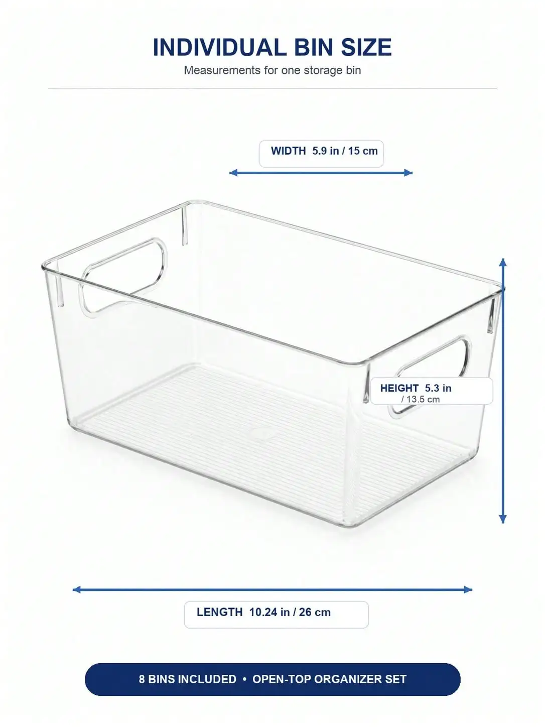 8-Pack Clear Storage Bins with Handles, Open-Top Organizer Set for Laundry Room Shelves and Household Supply Sorting