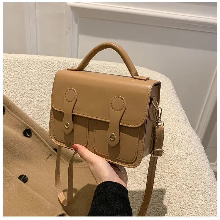 Vintage Handbag 2023 New Tend College Style Solid Color Pu Leather Casual Popular Ladies Flap Messenger Bag Повседневная Сумка