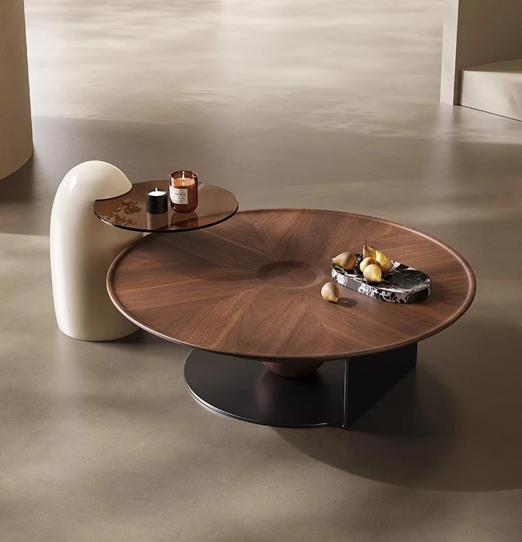 

*Italian minimalist round living room advanced small apartment simple coffee table side table combination