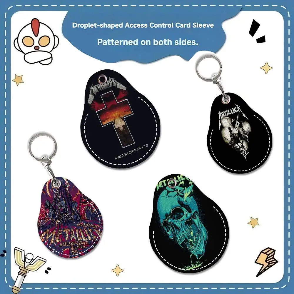 Estuche de PU para Tarjetas con Diseño de la Banda Clásica de Heavy Metal M-Metallica, Anticaídas, con Llavero y Anillo para Llaves, a Prueba de Huellas Dactilares