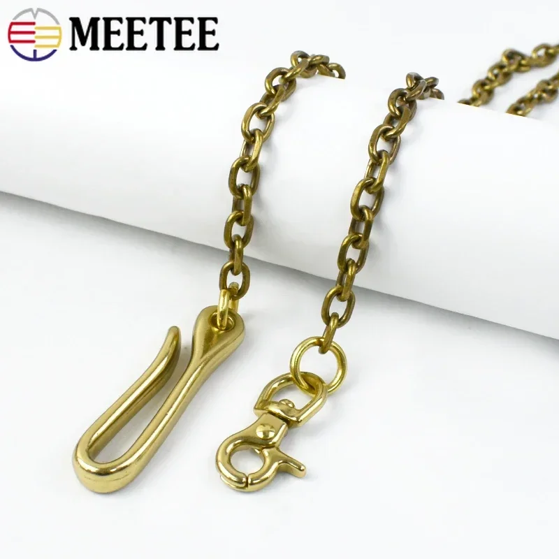 Solid Brass Trousers Jeans Wallet Chain Keychain Motorcycle Biker Metal Buckle Clips Snap Hook Belt Chains DIY Sewing Accessory