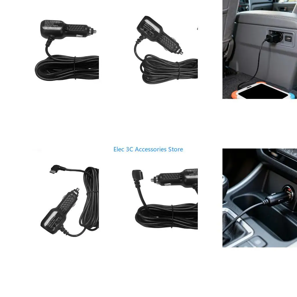 Y51A ABS Car Chargers Power Cord Supply 12-24V 3.5m Type C Cable for DVR Dashcam