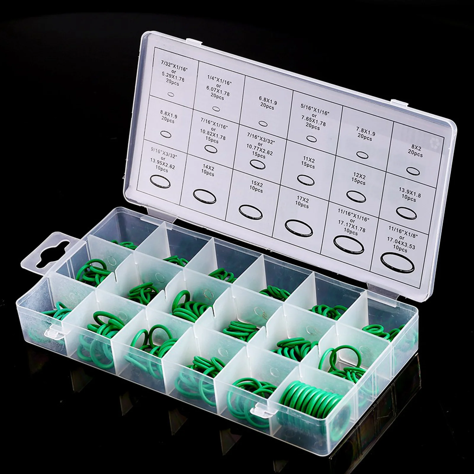 에어컨 용 O 링, 18 크기 270pcs 자동차 트럭 교체 에어컨 녹색 O 링 도구