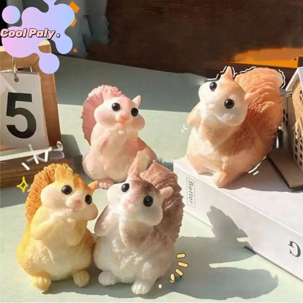 Slow Rebound Squirrel Squeeze Toy Cartoon Colorful Simulation Squirrel Squeeze Toys Mini Soft Squirrel Fidget Toy Mini Ornaments