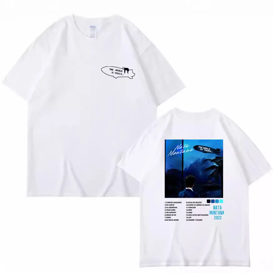 Natanael Cano Tumbados Tour T-Shirts NATA Montana Album Merc Cotton Summer Short Sleeve Black Tee Men Women Plain Clothes