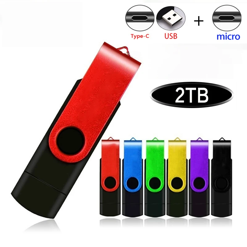 

High Speed ​​TYPE-C USB Flash Drive 2TB Rotatable OTG TYPE-C Pen Drive 2TB, Mobile Phone Memory Stick Free Micro Adapter