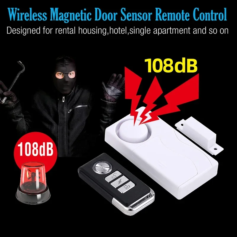 105dB Window Door Alarm Wireless Anti-Theft Remote Control Door and Window Open Closed Security Alarms Sensor Burglar