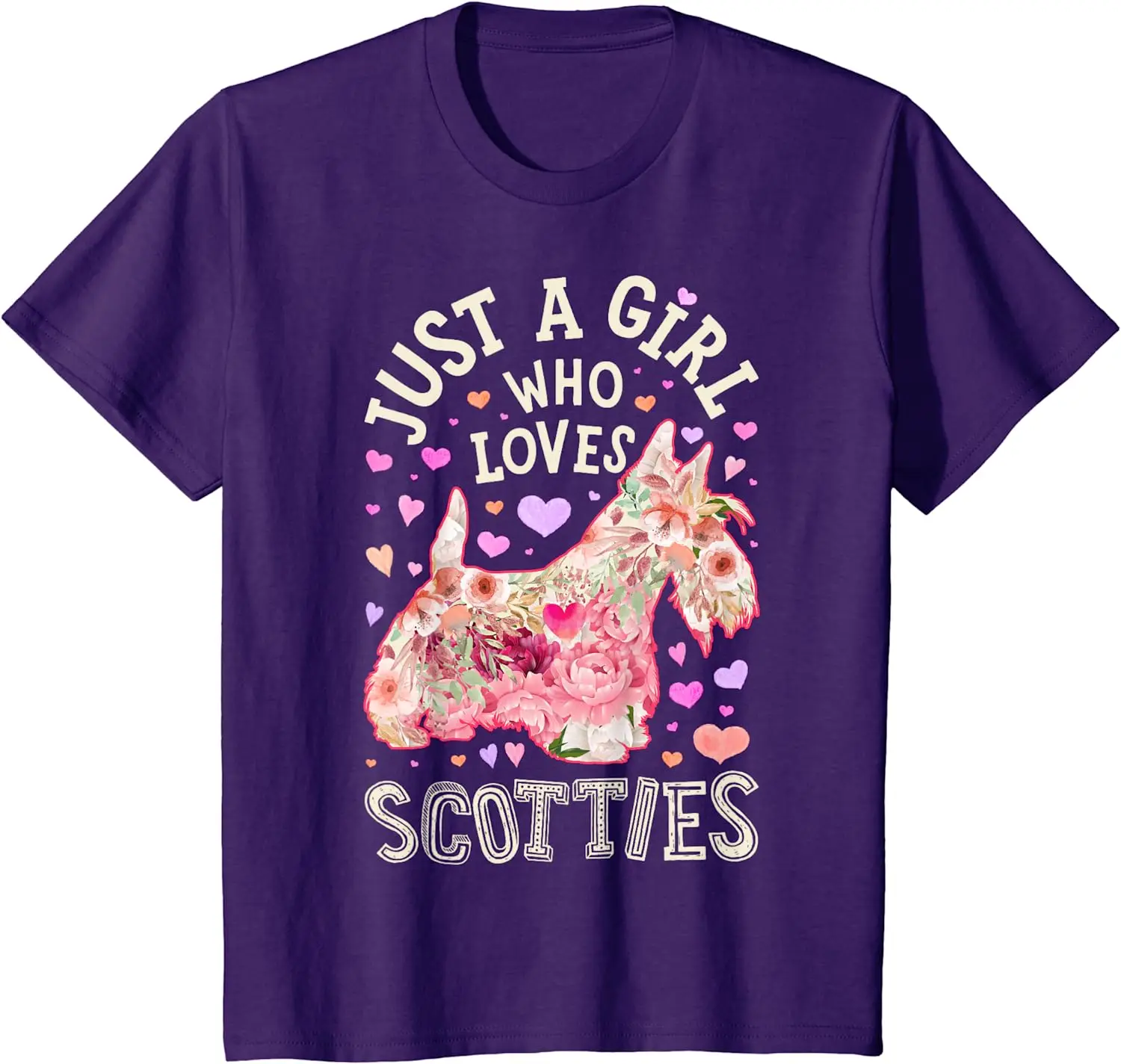 Scottie Scottish Terrier Just A Girl Who Loves Dog Flower t-shirt per uomo donna Streetwear Cotton Daily Four Seasons Casual