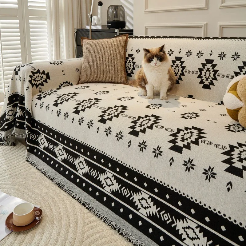 1pcs Bohemia Jacquard Sofa Cover Two Sided Chenille Non Slip One Piece Seat Mat Four Season Universal Protector Towel Home Decor