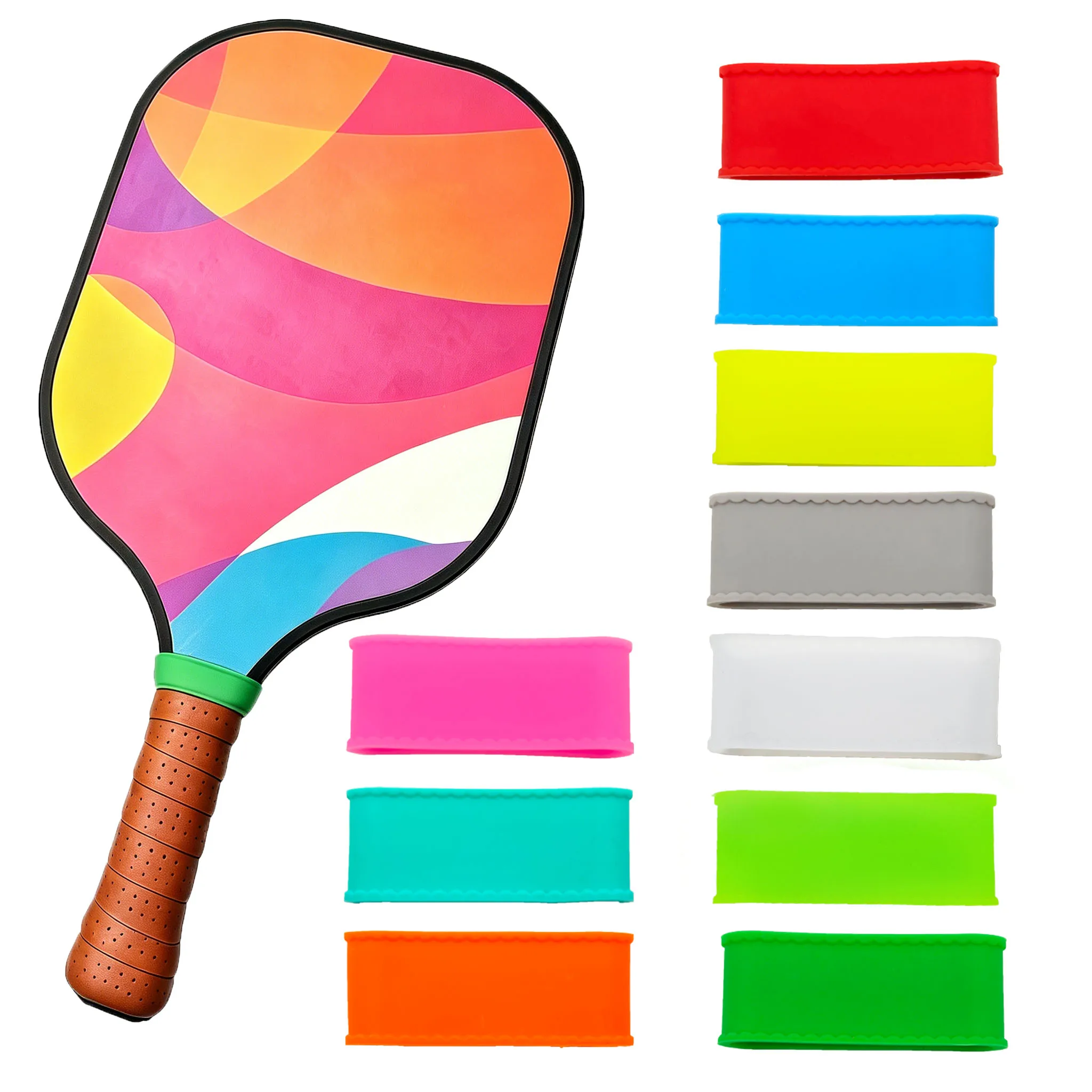 1PCS Silicone Pickleball Grip Bands Elastic Rubber Racket Ring Overgrip Fixing Grip Tape For Pickleball Paddle Tennis Racquet