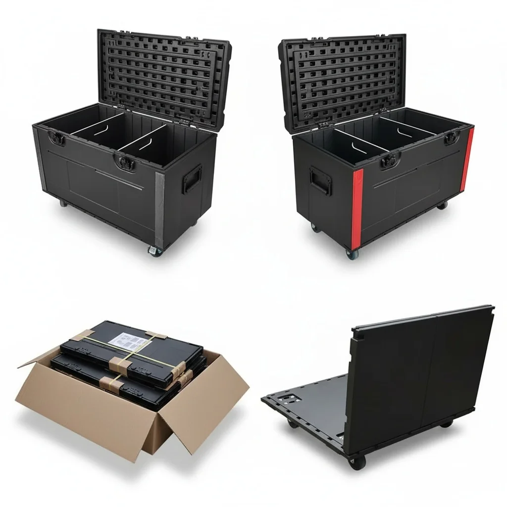 

HDPE Flight Case, Heavy Duty HDPE Plastic 1130x570x610 mm, Stackable Utility Trunk, Foldable ATA Rolling Road Case, Cable Case