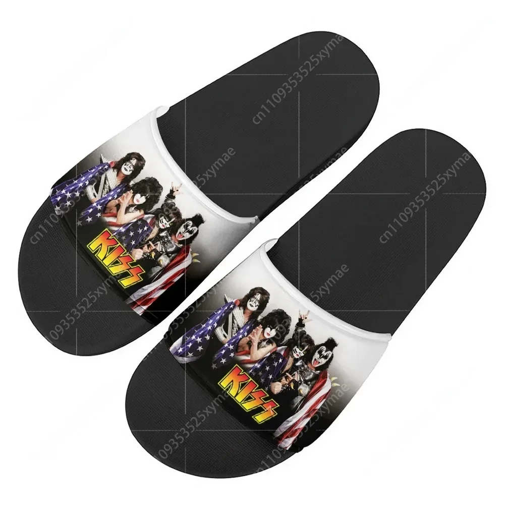 

Шлепанцы Kiss Heavy Metal Rock Band: домашние, водонепроницаемые, модные, мужские и женские пляжные сандалии, высококачественные летние тапочки на заказ