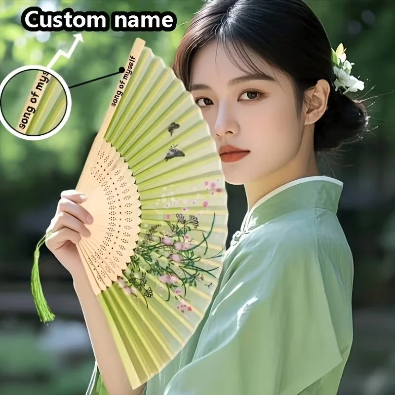 5 Customizable Vintage Bamboo Folding Fans with Names, Suitable for Weddings, Parties, Birthdays, and Other Occasions. Fashionable Custom Souvenirs, Ideal as Gifts for Groomsmen or the Host, Perfect for Daily Entertainment, Gatherings, and More Portable Summer Handheld Fan with Beautiful Floral Patterns, Perfect for Mother's Day, Graduation Ceremonies, and Birthday Gifts.