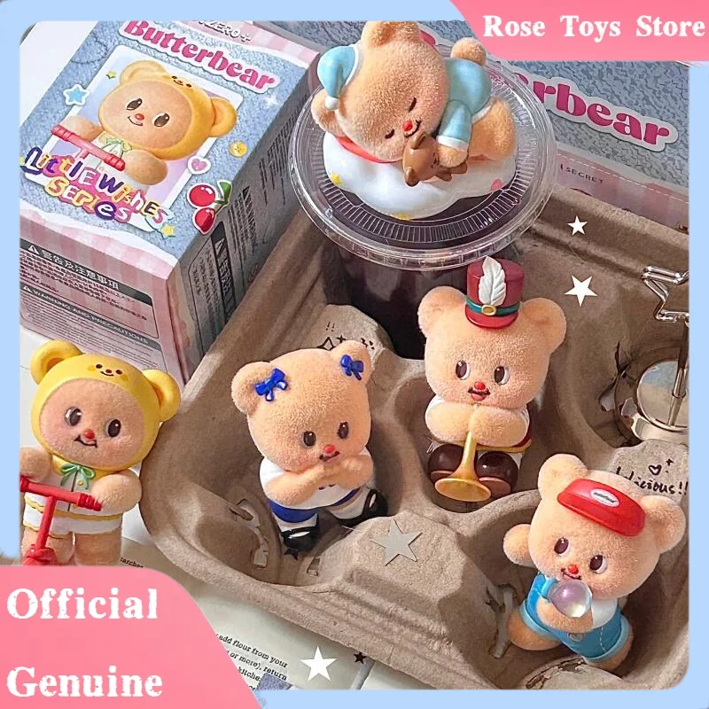 

Genuine The Butter Bear Little Wishes Series Blind Box Lovely Trendy Toys Flocking Figurine Cute Decoration Mystery Box As Gift