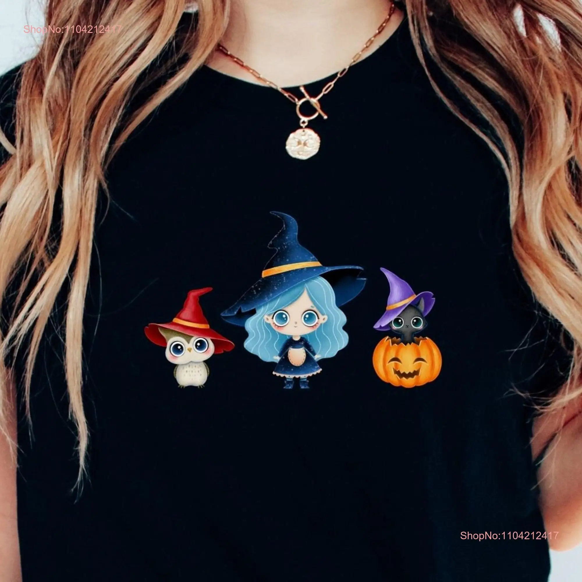 Cute Halloween shirt boo spooky season Kawaii witch owl cat fall festival teacher teen youth group school gift Trick or Treat t