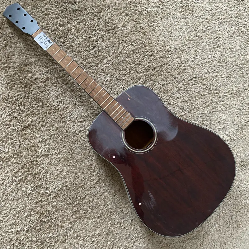 

H594 Solid Top 41'Acousitc Guitar Unfinished DIY Kits Natural Mahogany Body with Surface Paint and Wood Damages