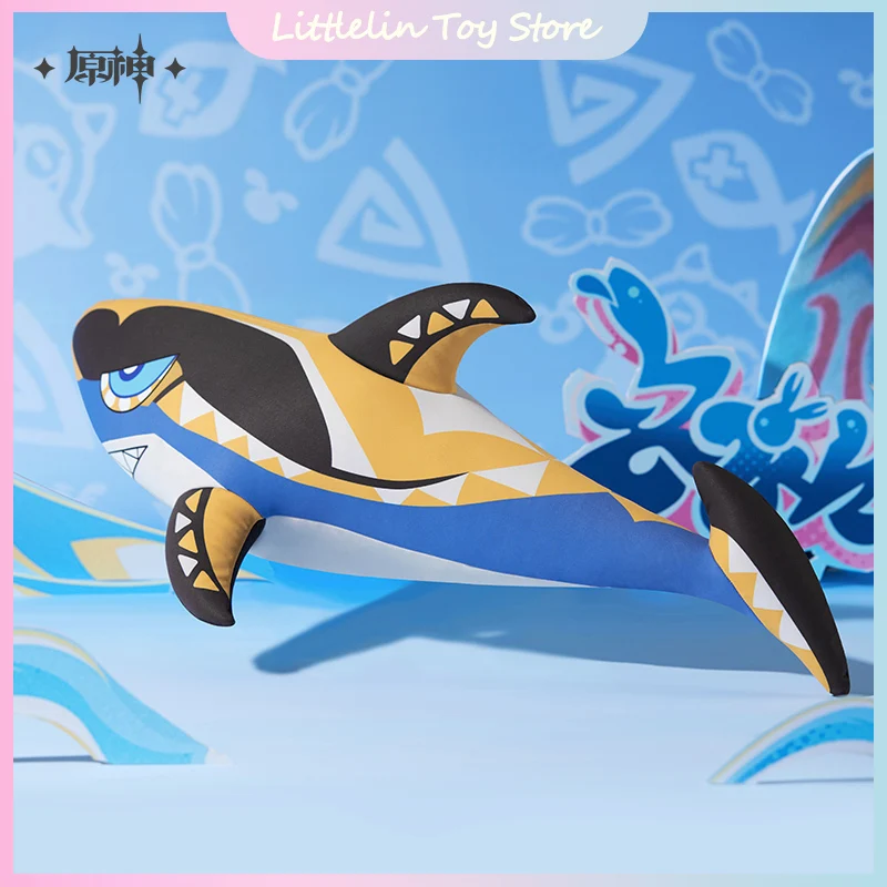 

Официальная игра Genshin Impact Game Mu Ctrl Peripheral Shark Ice Silk Hug Подушка Мягкая плюшевая кукла Украшение комнаты Милая игрушка Подарок на день рождения