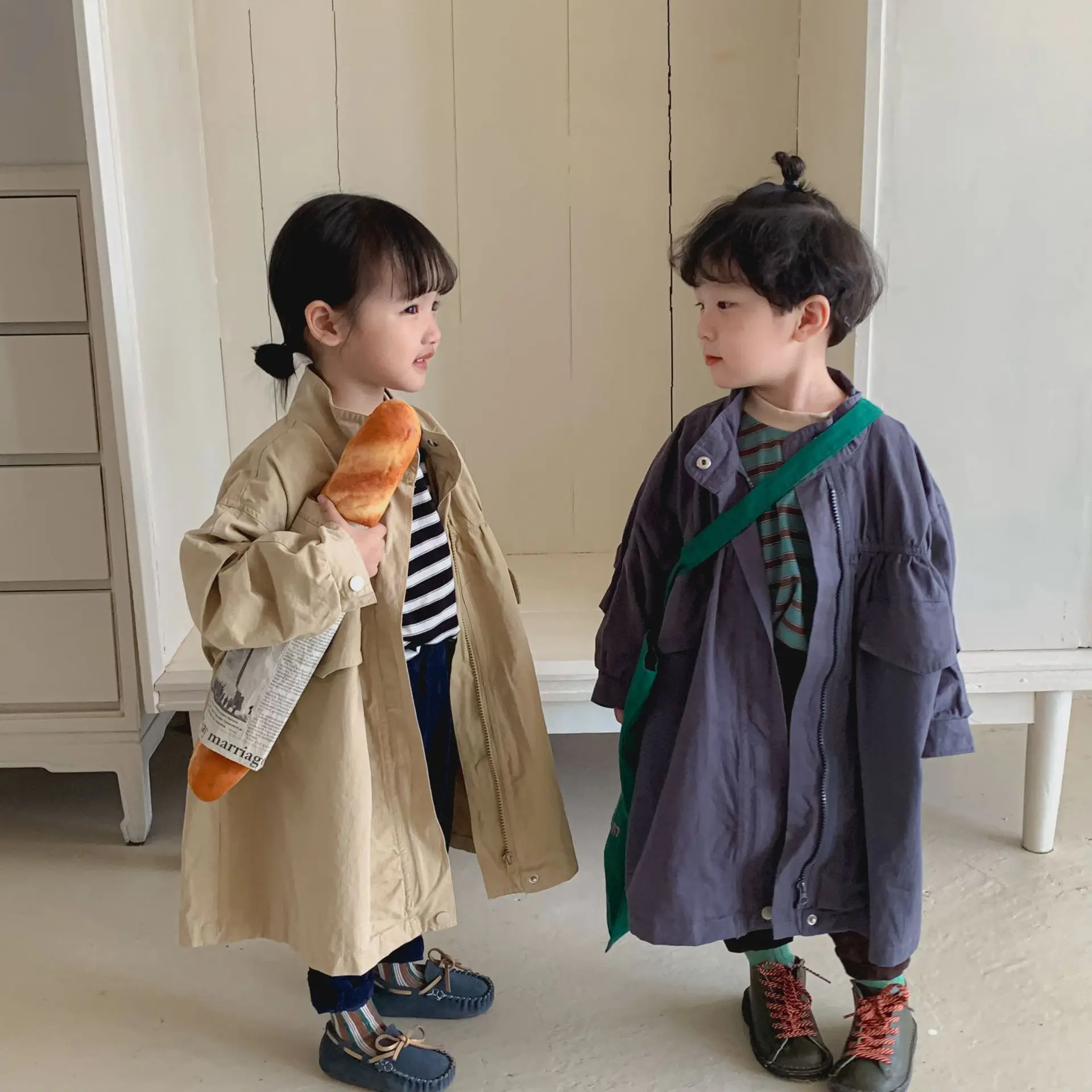 

Coat Children Clothing Boys Autumn Girls Windbreaker New Korean Baby Outerwear Soild Lively Fashion Loose Casual