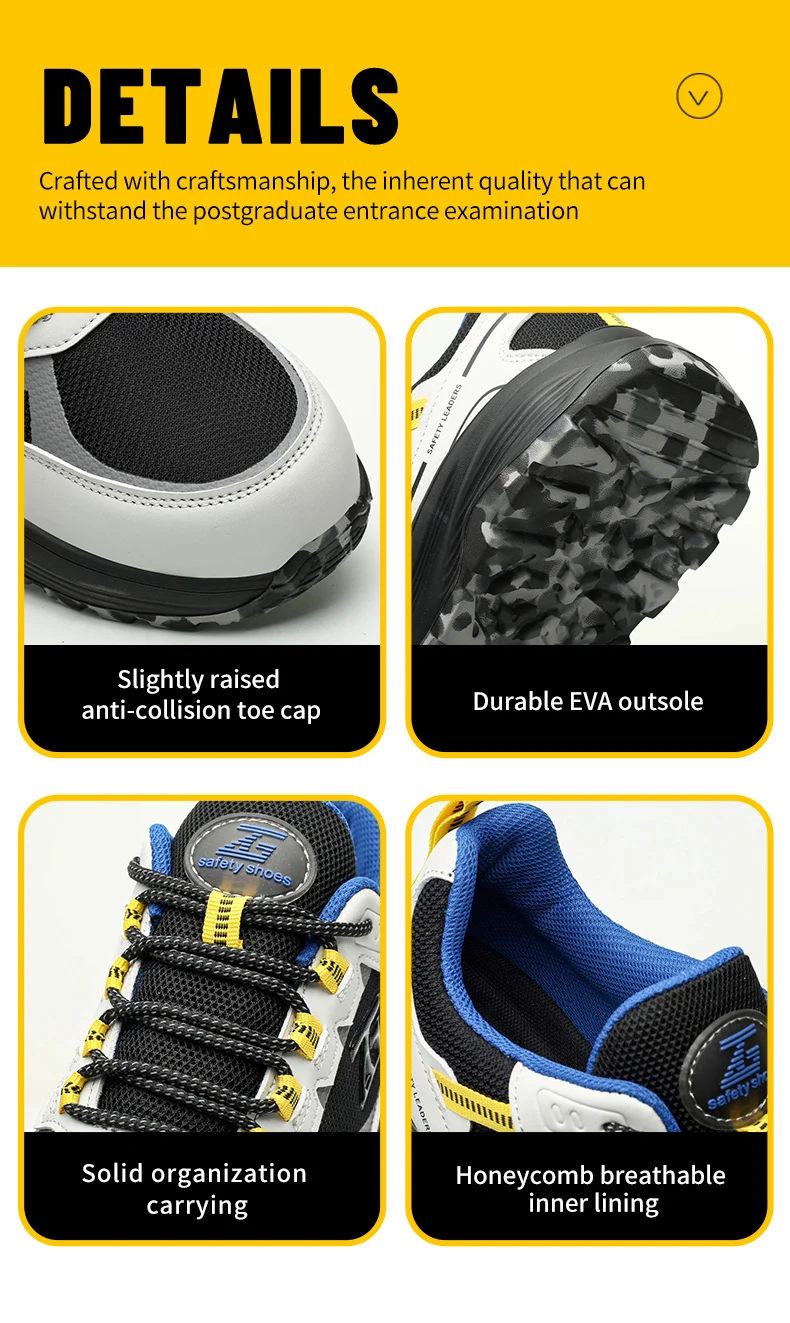 High-quality Work Sneakers For Men Safety Shoes European Standards Protective Shoes Puncture-Proof Steel Toe Shoes Work Boots