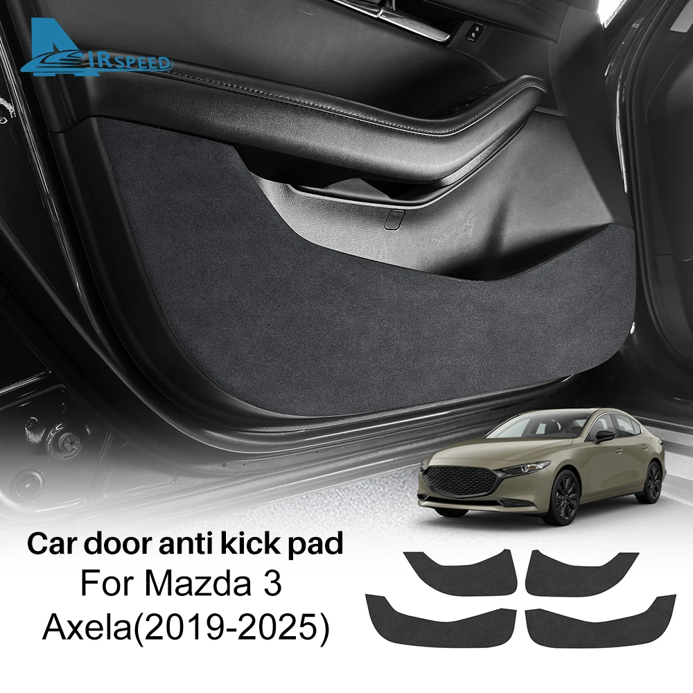 Suede Car Door Anti-kick Pad For Mazda 3 Axela BP 2019 2020 2021 2022 2023 2024 2025 LHD RHD Leather Carbon Mat Protect Interior