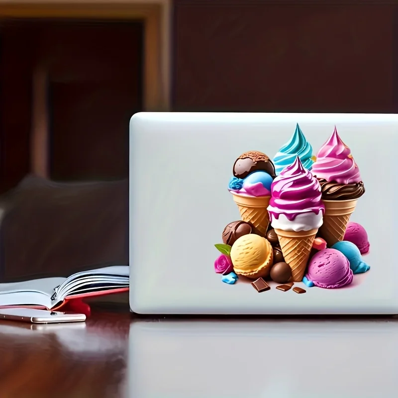 Colorful Ice Cream Pattern Stickers Removable Easy Paste for Refrigerators Laptop Doors Windows Fun Kitchen Decor AA487