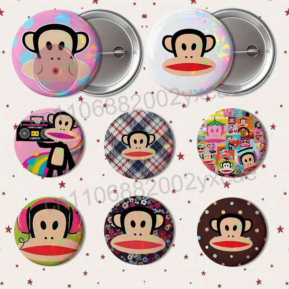 Broche Redondo de Lata com Tema Macaco Paul Frank para Decoração de Mochilas e Roupas – Presente Divertido e Personalizado para Amigos