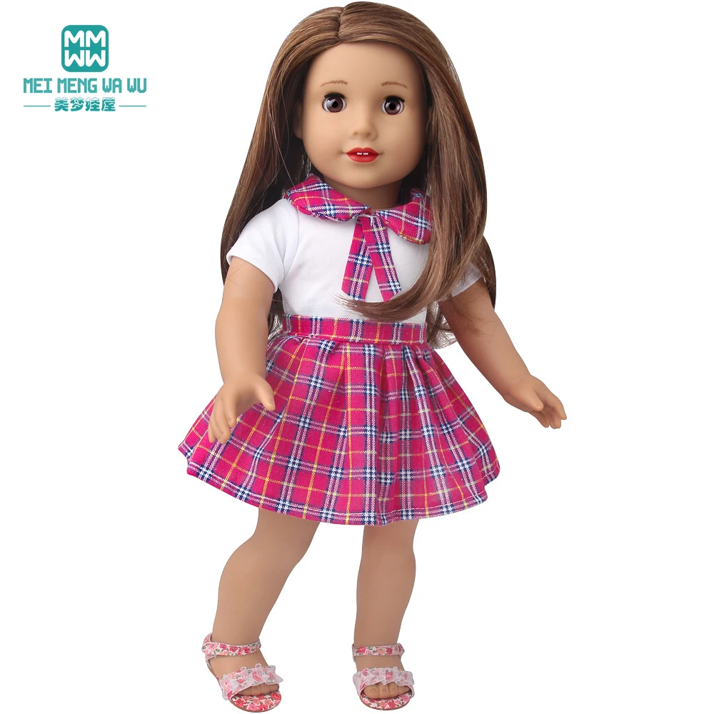Doll Clothes for 43-45cm New Born American Doll Fashion T-Shirt Overalls Princess Gauze Skirt Gift for Girls