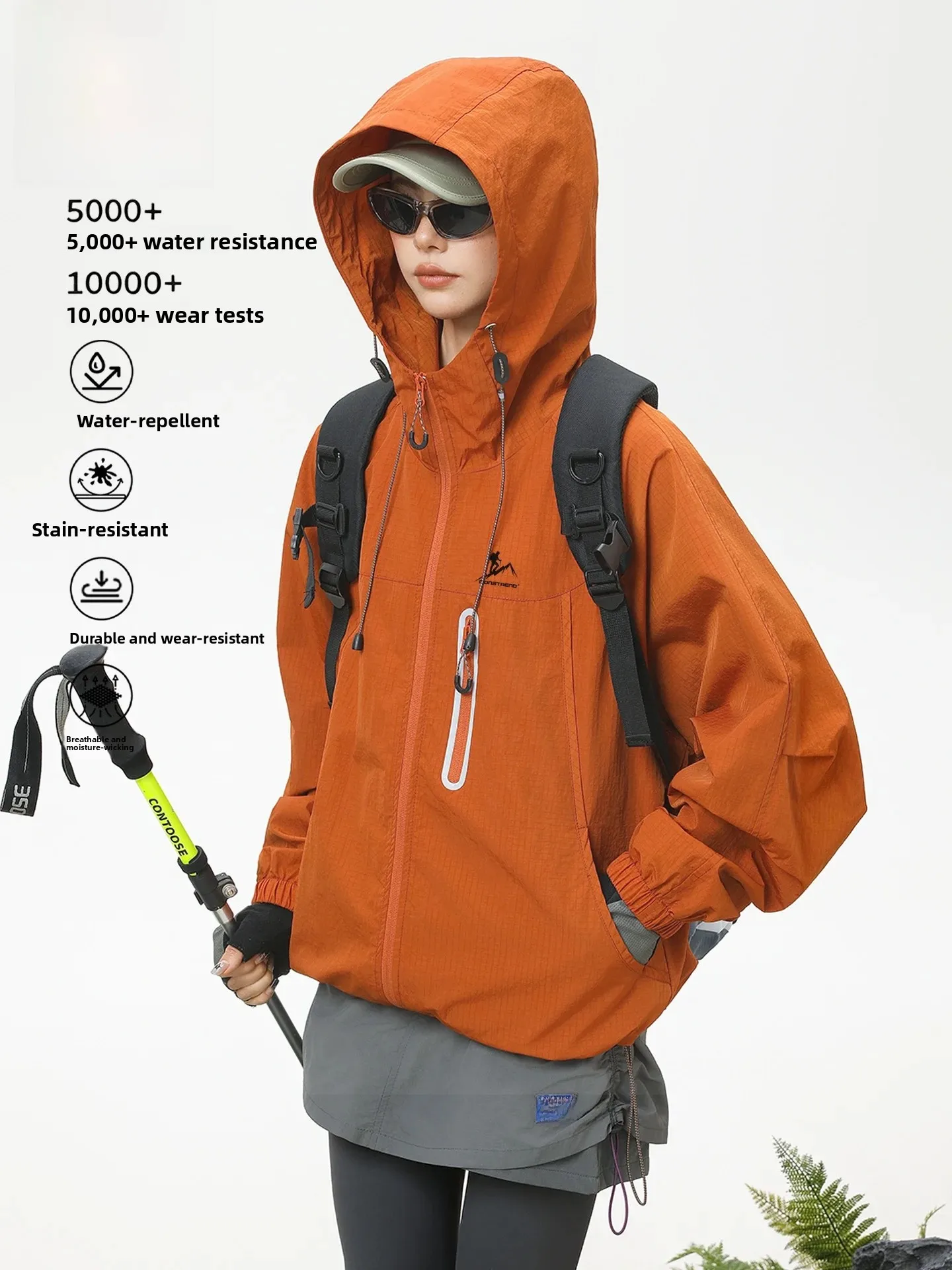 Autumn New Double Layer Windproof Waterproof Outdoor Climbing Hiking Unisex Jacket Sports Coat Men's Women's Fashion Outerwear