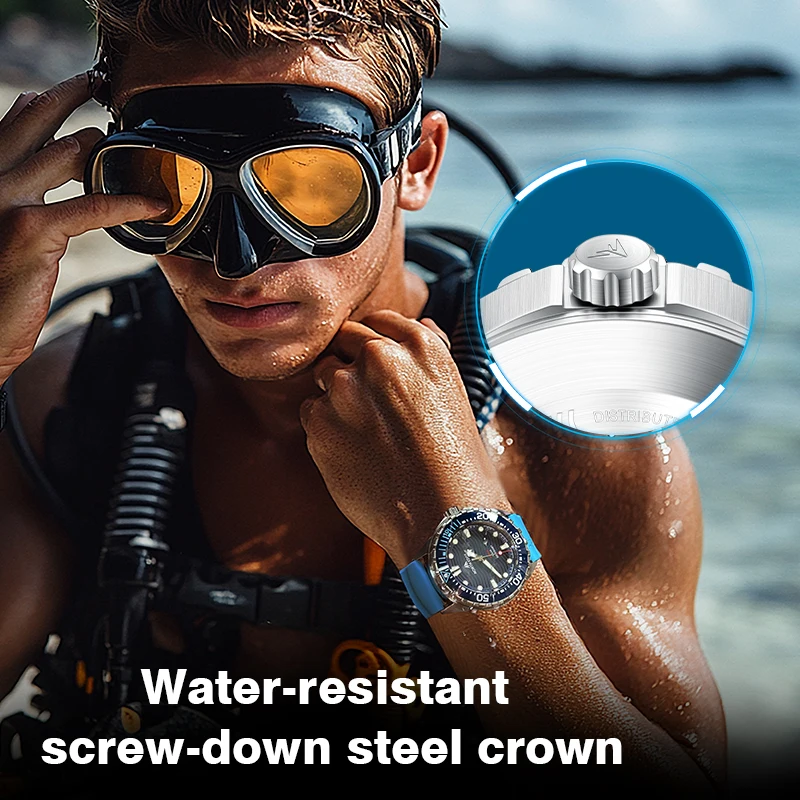 NORTH EDGE 2025 nuevo reloj de buceo TRITON con energía Solar, relojes de cuarzo de lujo para hombres, caja de acero inoxidable 316L resistente al agua 300M
