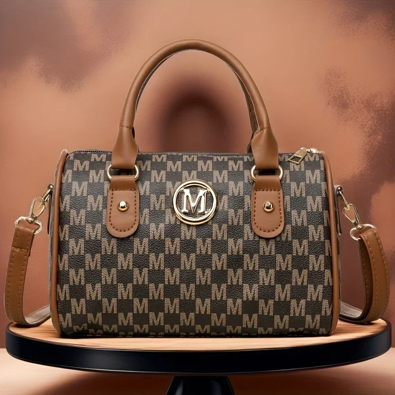 

Perfect Women Mini Shoulder Bag with Golden Monogram Synthetic Faux Leather Crossbody Purse for Work, Travel, Parties Gift