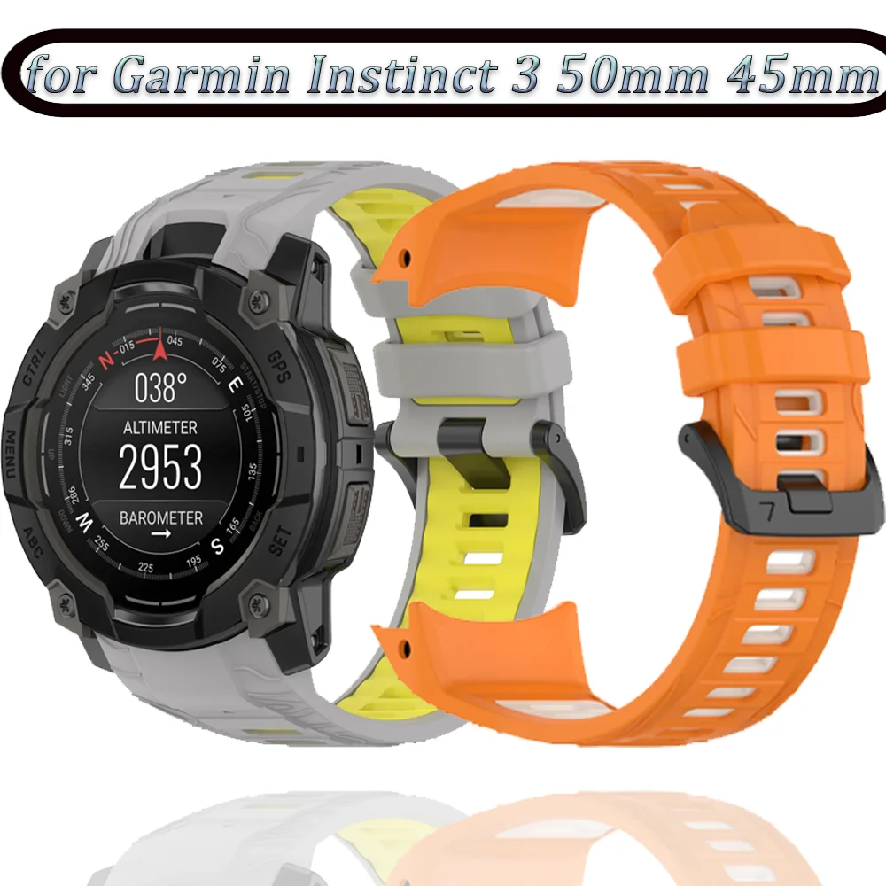 Silicone Strap for Garmin Instinct 3 SOLAR 50mm 45mm Two-tone Wristband for Garmin Instinct 3 Crossover AMOLED Correa