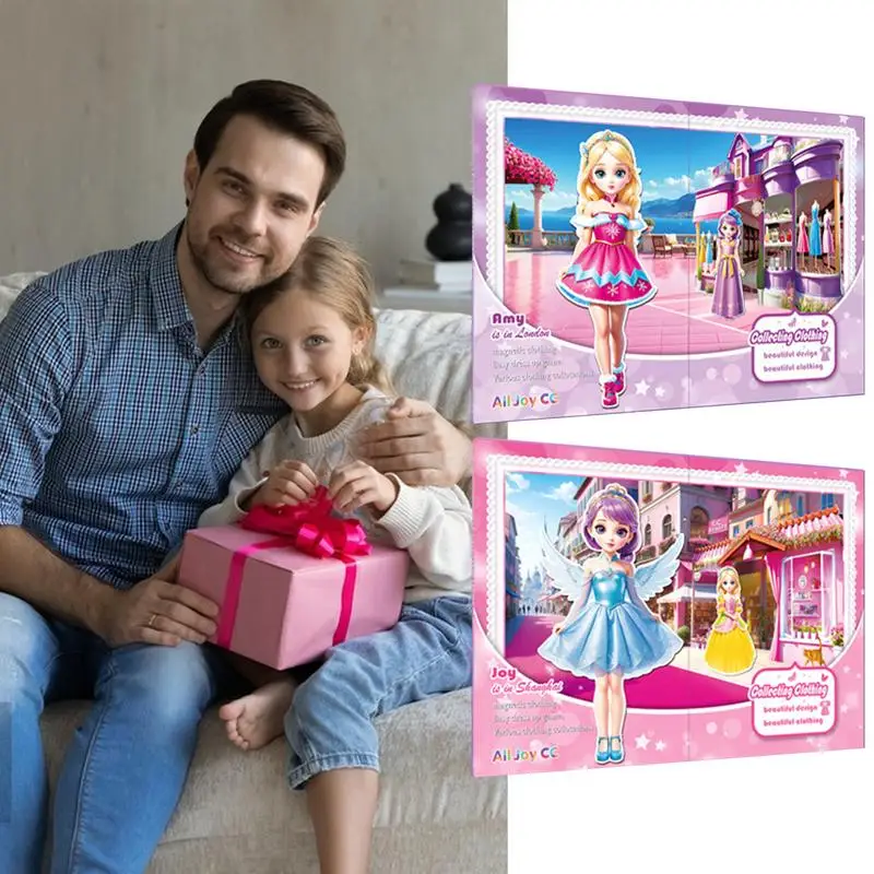 Muñeca magnética de vestir para niñas, juguete de princesa, juego de simulación de papel, juego de viaje