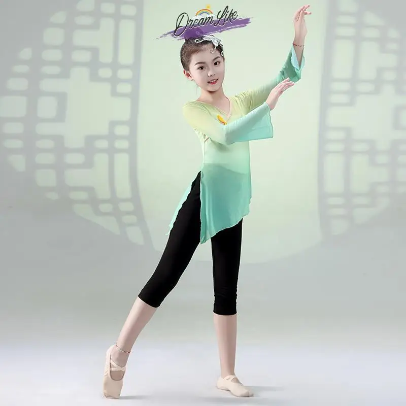 

Костюм для классических танцев: женский и детский, разноцветный, эластичный, сетчатый, из модала, с широкими рукавами 7/9, L-размер