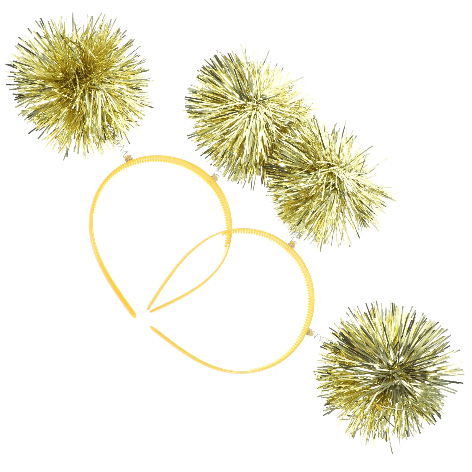 2 Pcs Pompom Headband Hair Pin Silver Kids Halloween Headbands Headwrap Golden Bright Silk Pins