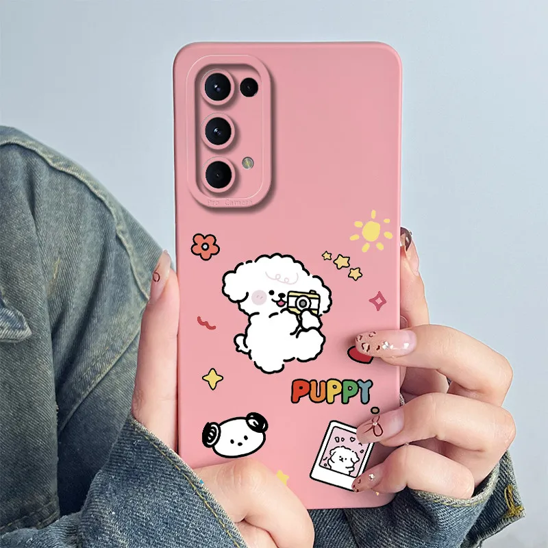 For OPPO Reno5 Pro 5G Phone Case CPH2201 Cover Soft Silicone Sweet Painted Cartoon Shell Lovely Printed Protective Coque Casing