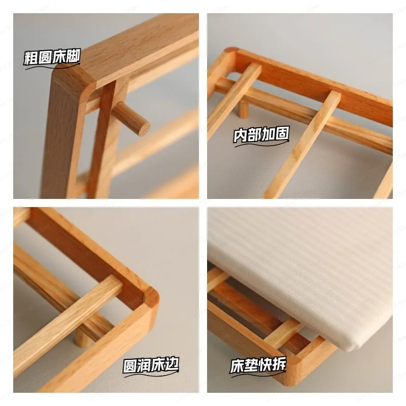 1:12 Dollhouse Mini Furniture with Floating Double Bed, Bedroom Miniature Decor for Model House