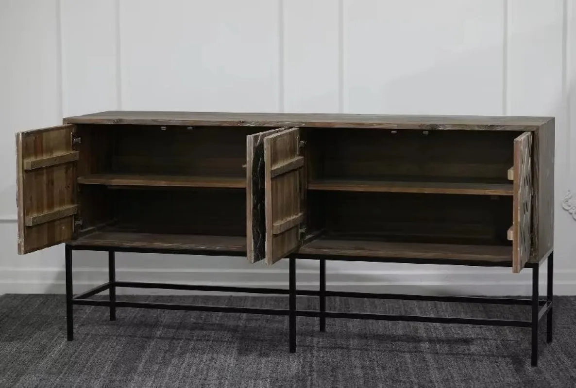 Сервант Прочный деревянный Классический сервант в стиле прованс с дверцей Кухонный шкаф