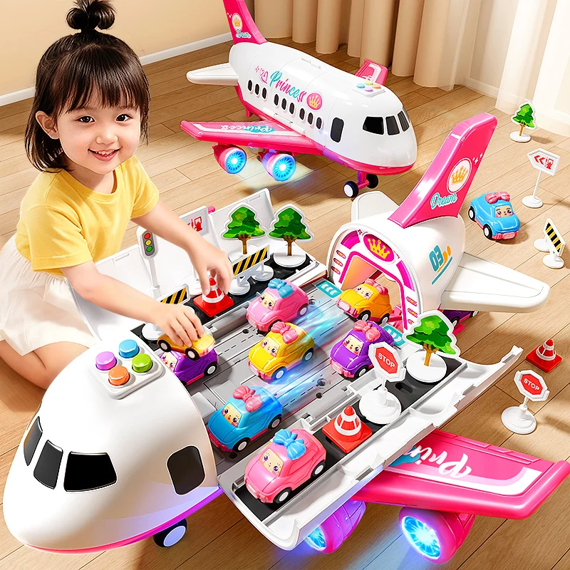 Zabawka samolot deformujący się w kształcie samolotu dla chłopca z muzyką, światłem, symulacją toru, napędem inercyjnym, duży rozmiar, samolot dla dzieci, zabawka samochodowa, prezenty dla dzieci.