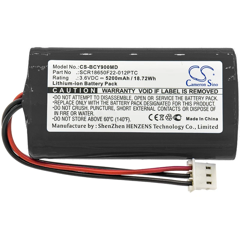 Cameron Sino 5200mAh Battery For Bionet Oximete OXY9 Wave SCR18650F22-012PTC