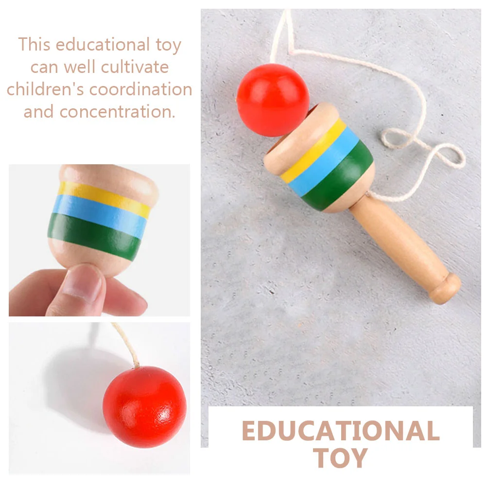 2 PCS Kids Toys Trick Cup Wooden Kendama Creative Puzzle Educational Balls Skill Child