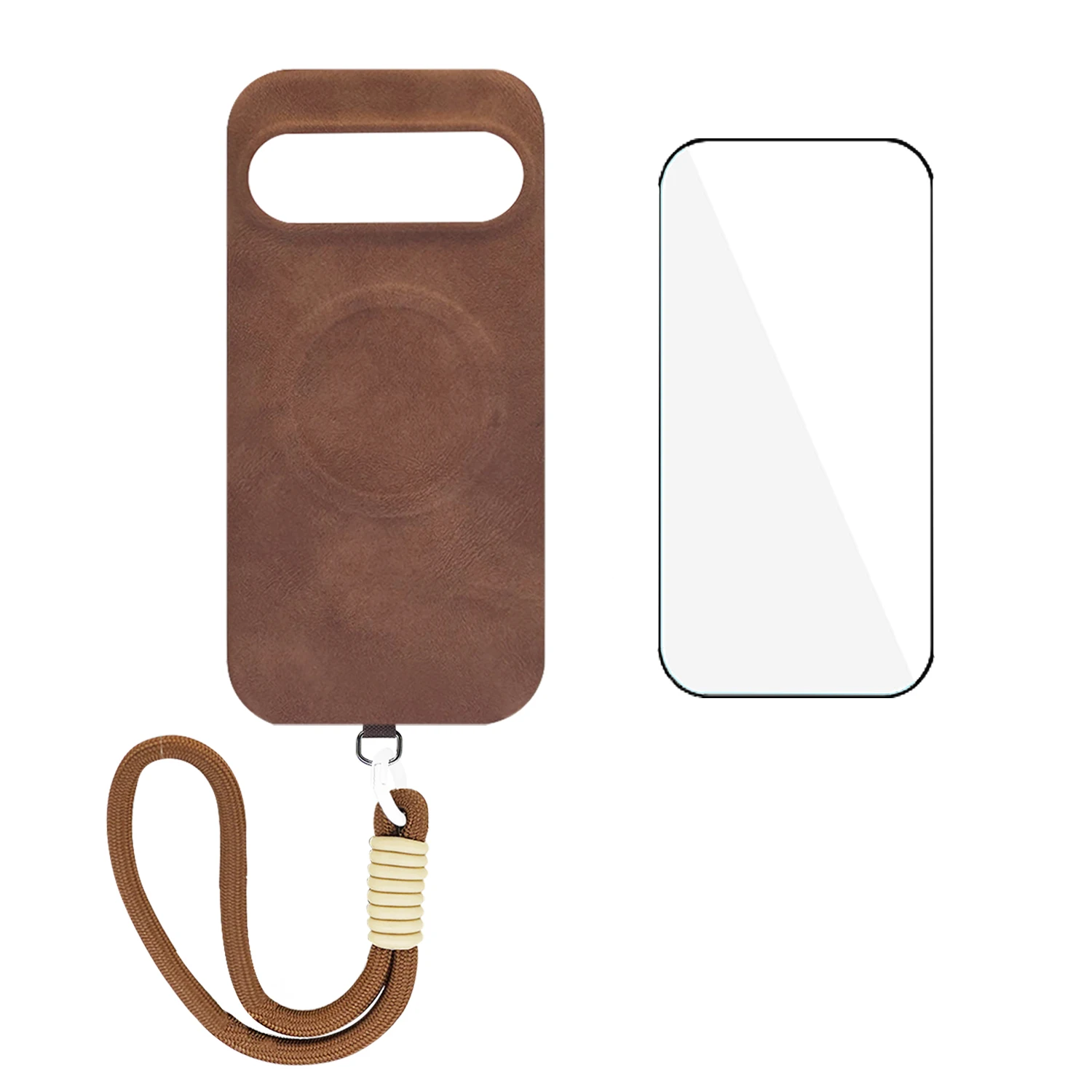 Magnitic Leather Phone Case for Google Pixel 8A/Pixel 8 Pro/Pixel 9 Pro XL with Anti-Lost Lanyard & include Tempered Screen Film