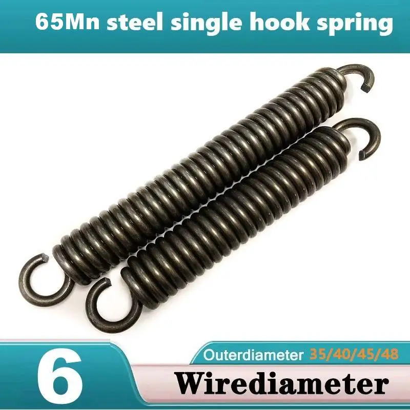 زنبرك توتر بخطاف مفتوح 65Mn، سلك Dia6mm، ضياء خارجي 35/40/45/48 مم، الطول 120-500 مم