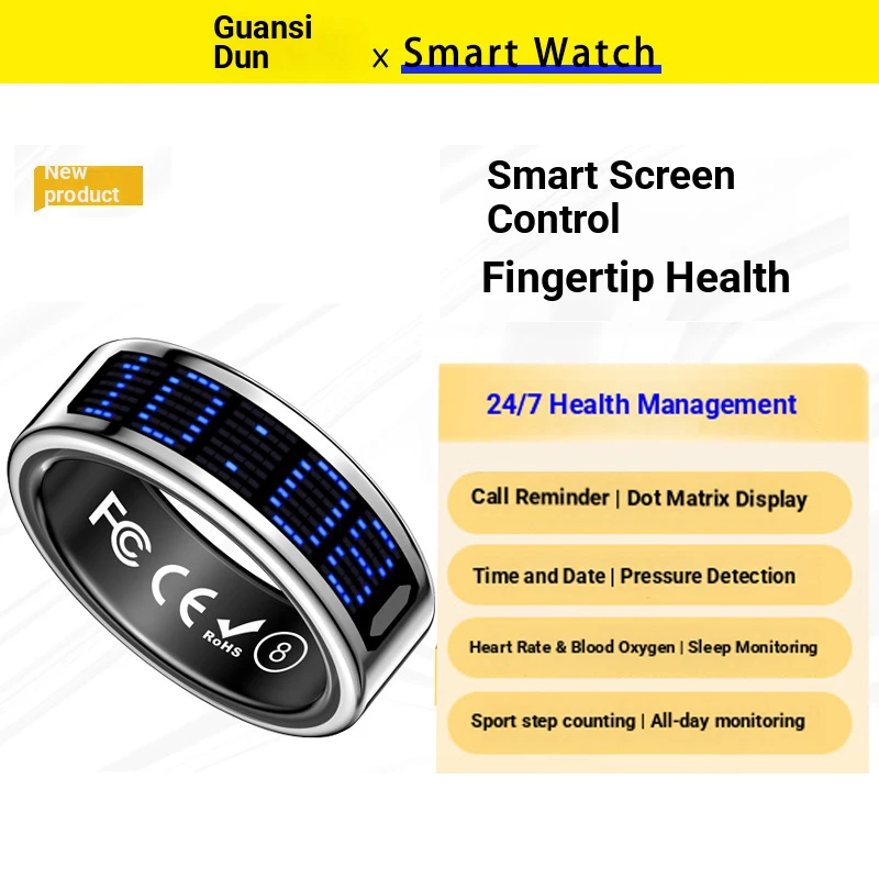 

Умное кольцо 2026: оповещение о звонках, мониторинг пульса и давления, водонепроницаемость 5ATM, для мужчин и женщин, мультиспортивный режим