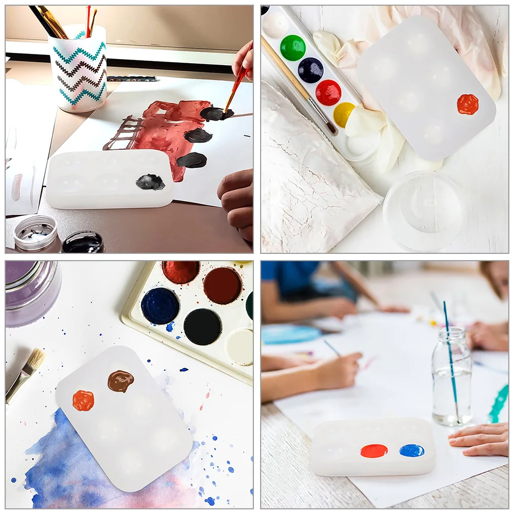 

3 Pcs Palette Container Color Paint Plate Cake Mold Painting Tray Watercolor Mixing Silica Gel Empty