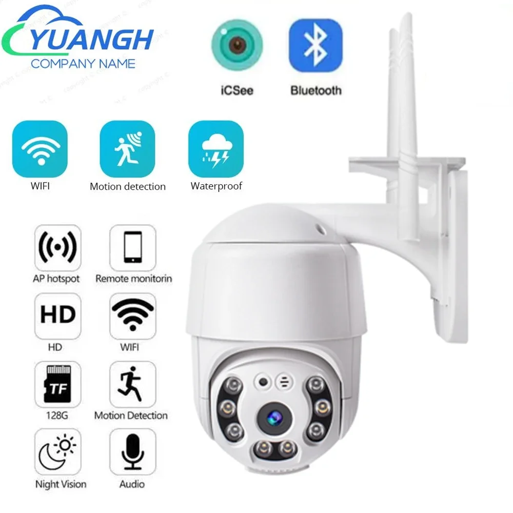 

1080P Wifi IP Camera H.265 Wireless Outdoor PTZ Camera AI Tracking 2MP HD Security Camera CCTV Surveillance P2P iCsee