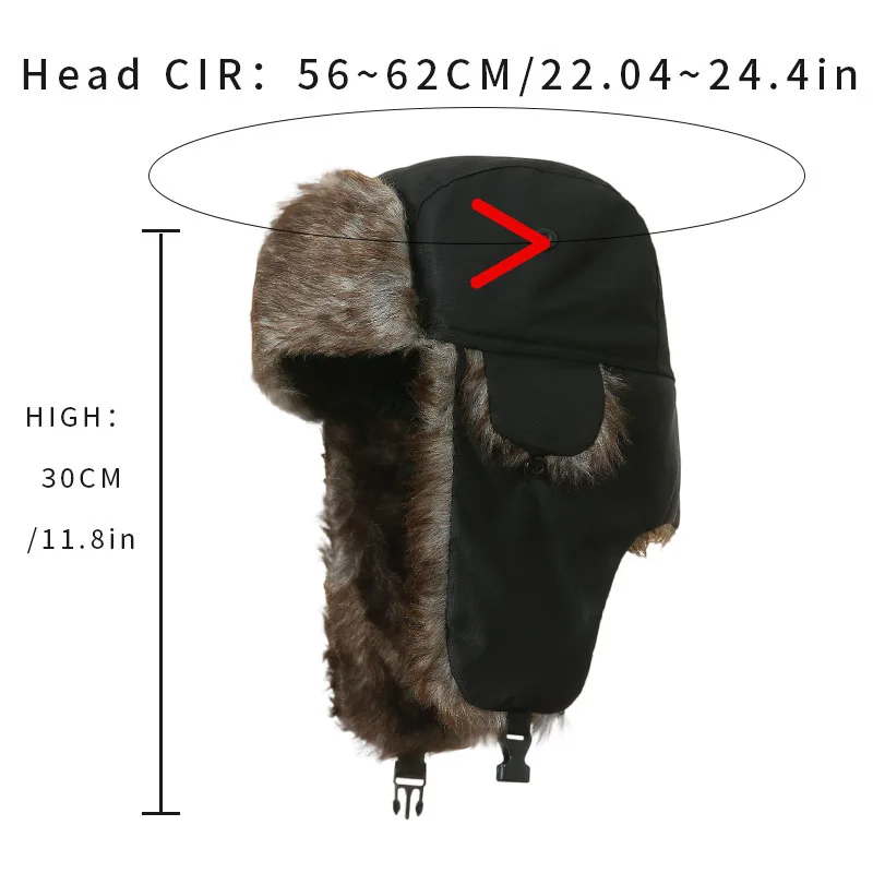 Unisex Warm Mens Women Trapper Cap Aviator Trooper Earflap Winter Flaps Ski Hat New Bomber Hats Russian Ski Hat Faux Fur Hats