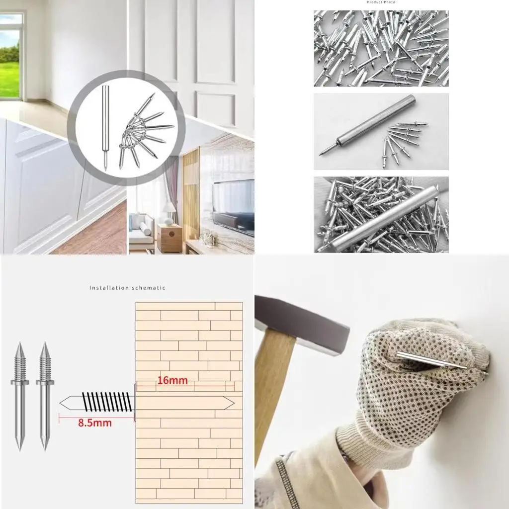 

652F 100-piece/set Sheep Horn Nails Rustproof & Reusable Cement Nails Strong and Reliable Baseboard Installation Solution
