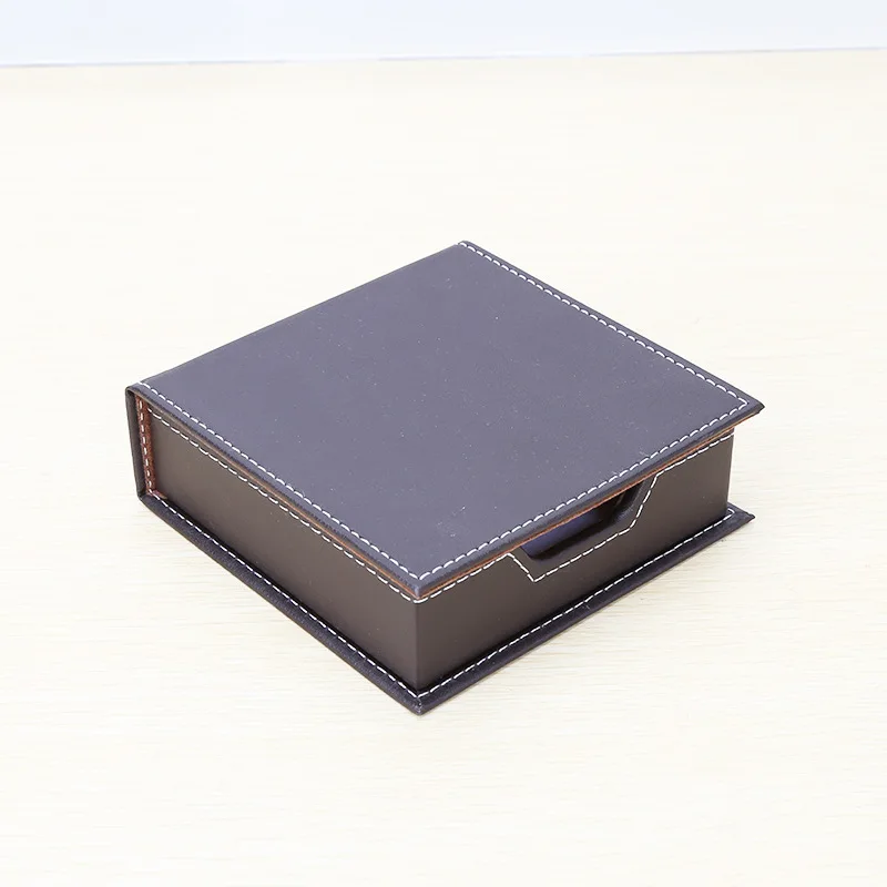 Leather Sticky Note Box Mini Storage Container Durable Desk Organizer Business Gift Simple Design Sturdy