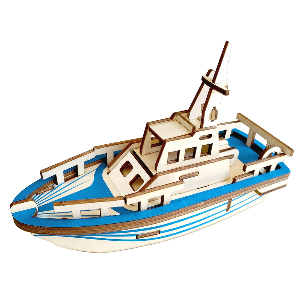 3D Houten Puzzel Reddingsboot Kit Educatief Diy Voor Kinderen Kinderen Eco-Blokken Ontwikkelingspuzzels 3D Jigsaw