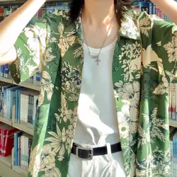 Retro Hawaiian Men's Shirt Thin Niche Design Loose Short-sleeved Printed Top Trendy